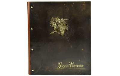 Graces Cottage Winelist - Custom Menu Covers, Binders, & Presentation Folders