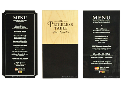 Priceless Table - Custom Menu Covers, Binders, & Presentation Folders